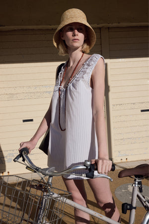Isla Mini Dress - Blue Pinstripe