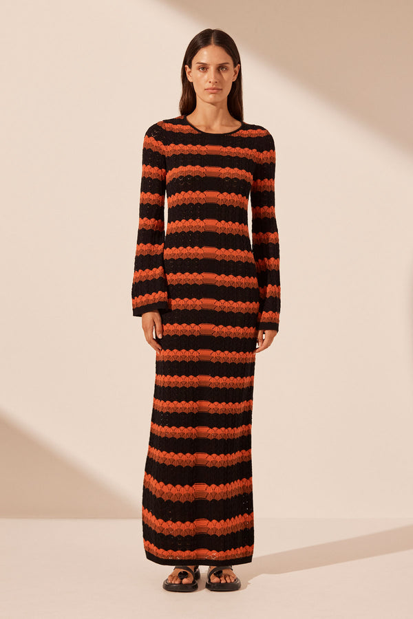 Isla Flared Sleeve Open Back Maxi Dress