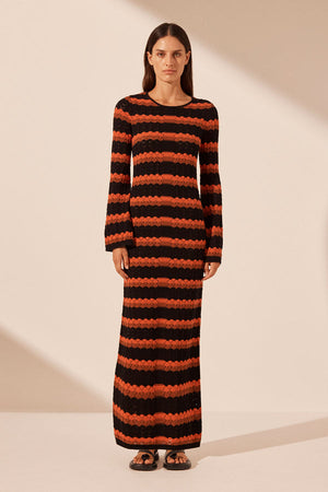 Isla Flared Sleeve Open Back Maxi Dress
