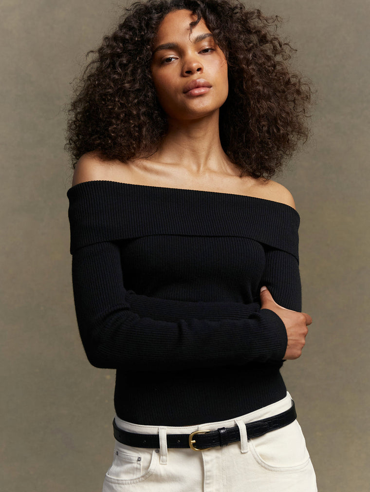 Cari Off-Shoulder Merino Wool Top