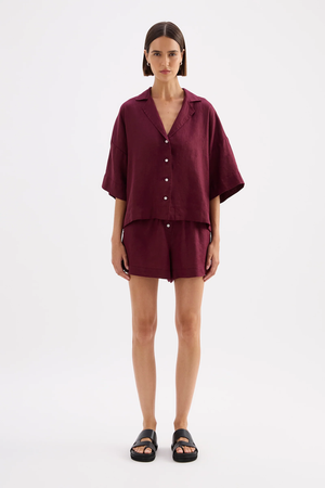 Lounge Linen Shirt - Merlot
