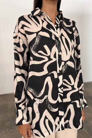 Paint Flower Linen Shirt