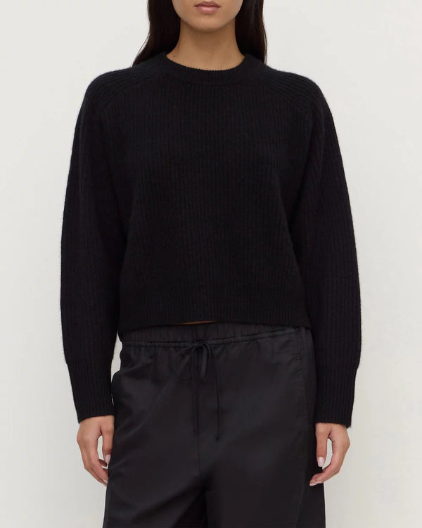 AMERIE CASHMERE KNIT JUMPER - BLACK
