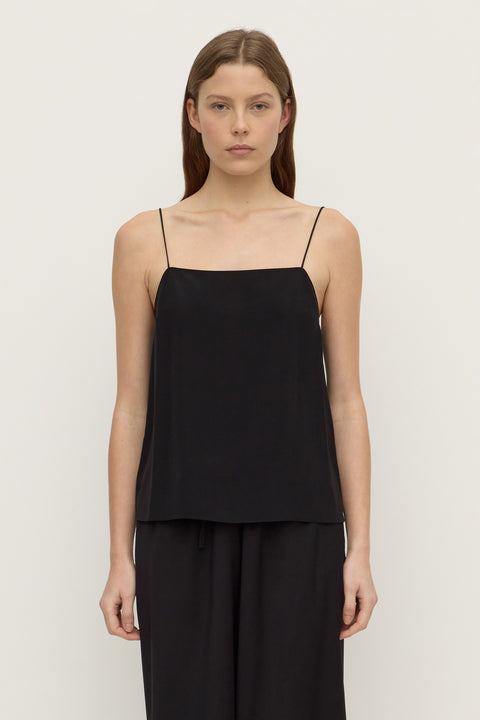 Aime Silk Tank - Black