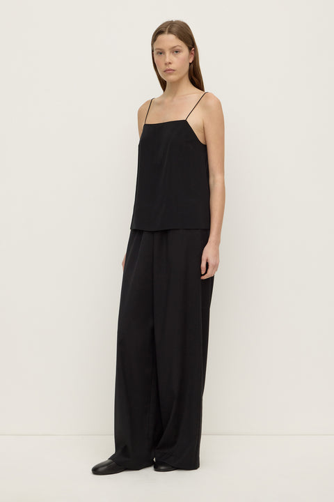 Aime Silk Tank - Black