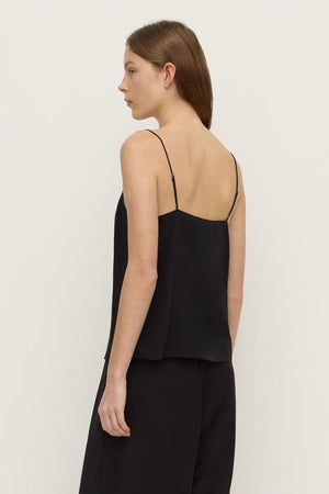 Aime Silk Tank - Black