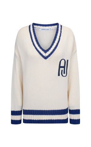 AJ V-Neck Knit Sweater Coconut