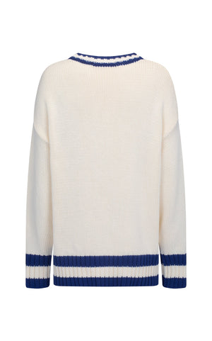 AJ V-Neck Knit Sweater Coconut