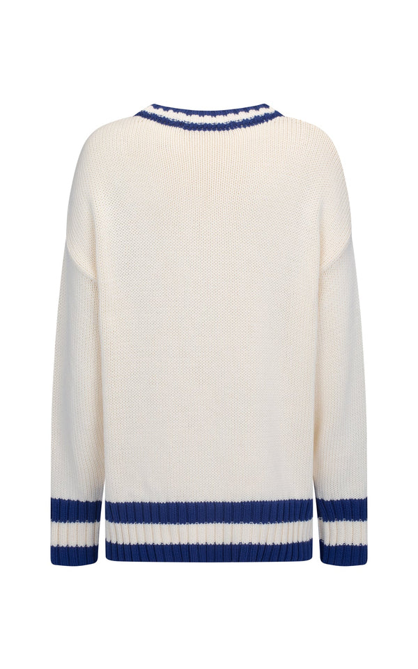 AJ V-Neck Knit Sweater Coconut