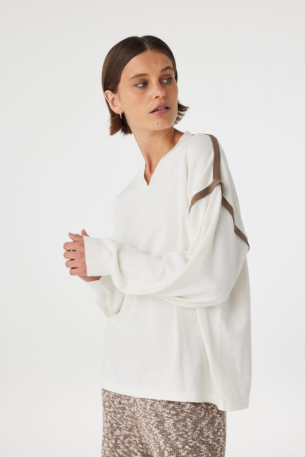 Eden Long Sleeve Tee - Cream & Espresso
