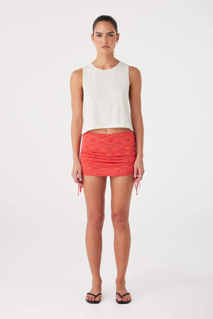 Emi Ruched Mini Skirt - Coral