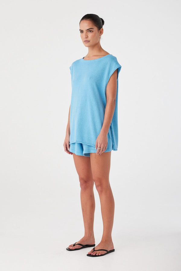 Poppy Tie Side Top - Cyan