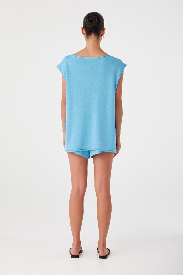 Poppy Tie Side Top - Cyan