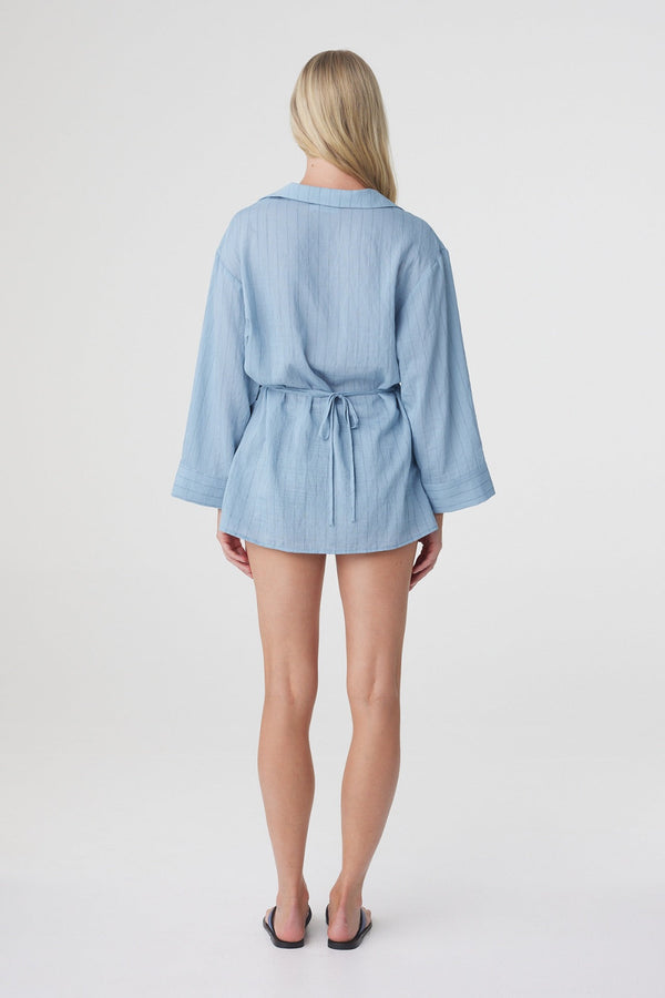 Amara Shirt Dress - Dusk Blue Stripe