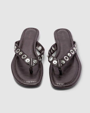 Eyelet Sandal - Burnt Coffee