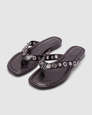 Eyelet Sandal - Burnt Coffee