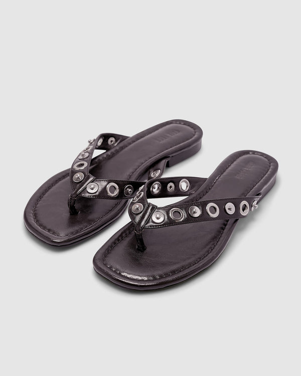 Eyelet Sandal - Burnt Coffee