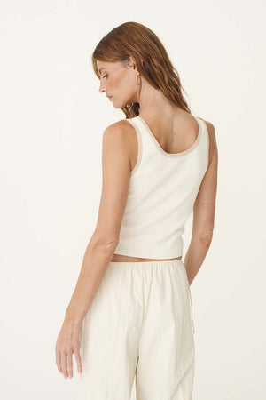 Blake Contrast Knit Tank - Oat Milk