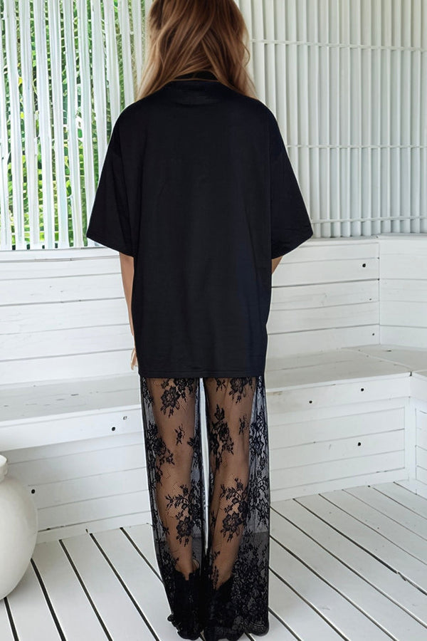 Lace Pants Tee Set