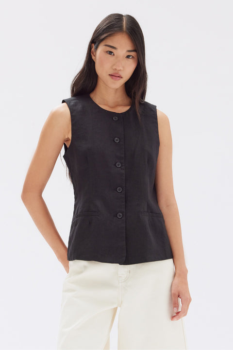 Calla Linen Top Black