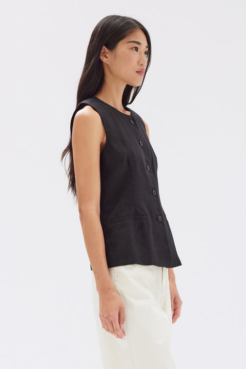 Calla Linen Top Black