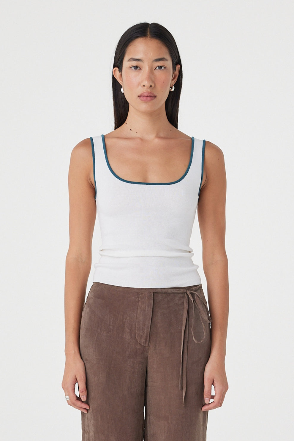 Kaya Tank - Cream & Teal