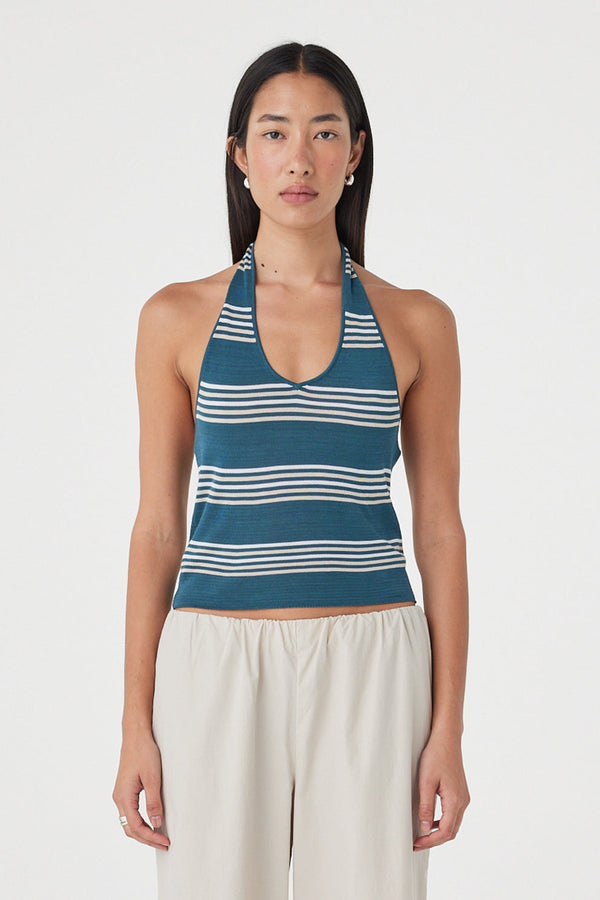 Nuri Top - Teal Stripe