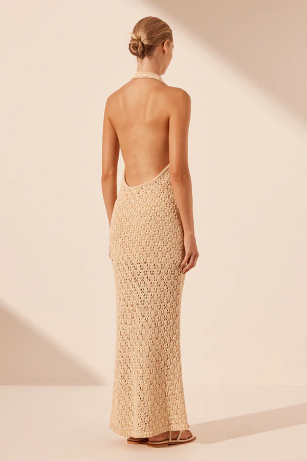 Emilio Halter Open Back Maxi Dress Oat