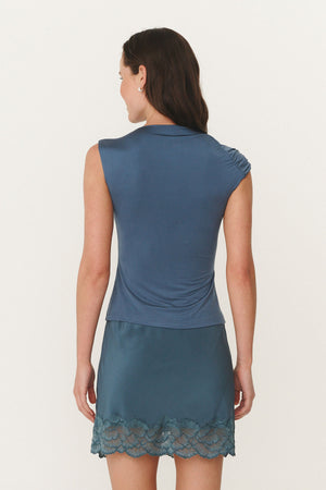 Elara Twist Top - Steel Blue