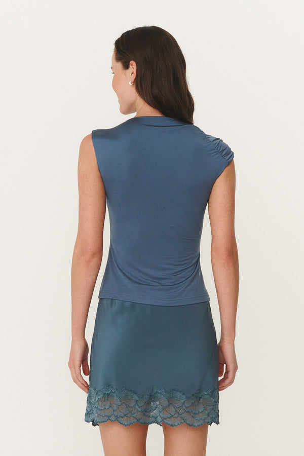 Elara Twist Top - Steel Blue