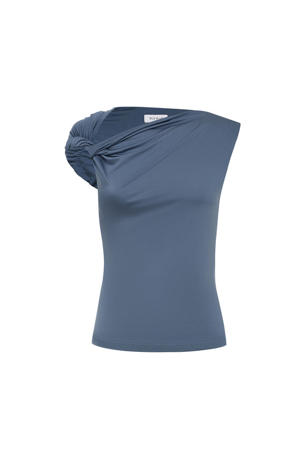 Elara Twist Top - Steel Blue