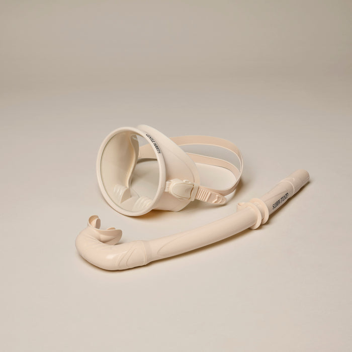 Dive mask and snorkel set cream