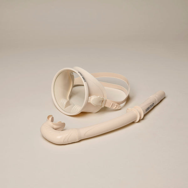 Dive mask and snorkel set cream
