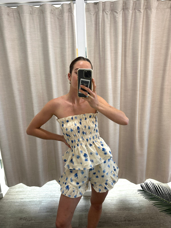 Butter Yellow Floral Strapless Set