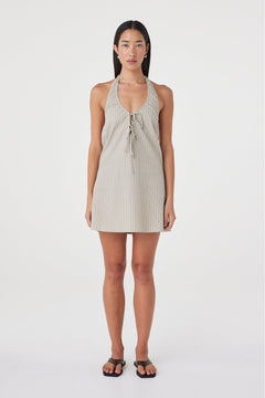 Joni Mini Dress - Taupe Stripe