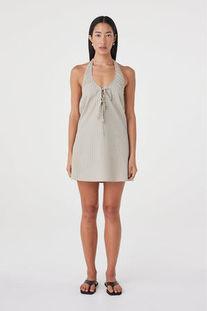 Joni Mini Dress - Taupe Stripe