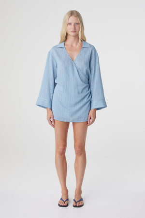 Amara Shirt Dress - Dusk Blue Stripe