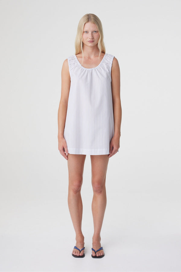 Isla Mini Dress - Blue Pinstripe