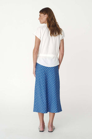 Frannie Silk Midi Skirt - Cornflower Spot