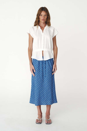 Frannie Silk Midi Skirt - Cornflower Spot