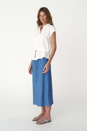 Frannie Silk Midi Skirt - Cornflower Spot