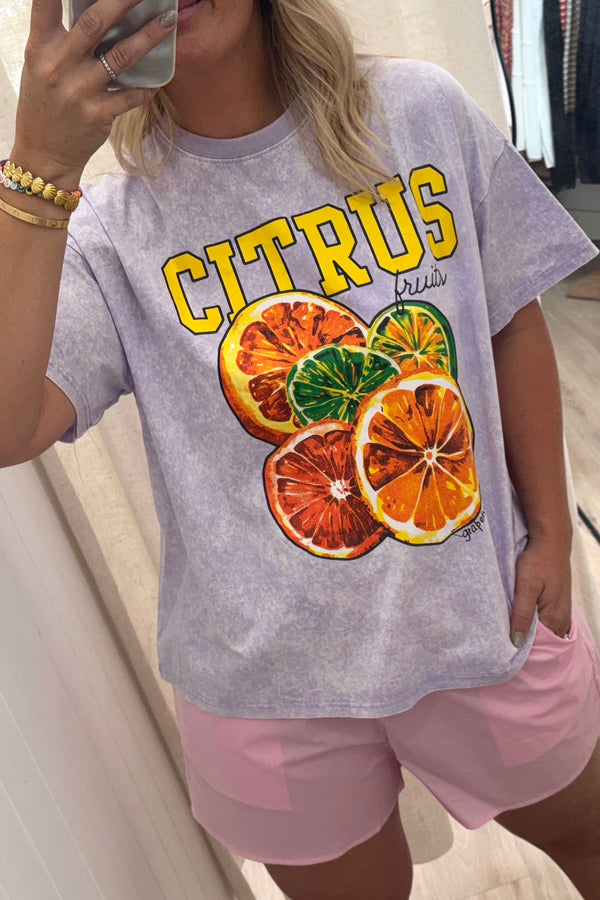 Citrus Fruits Tee - Lilac Acid Wash