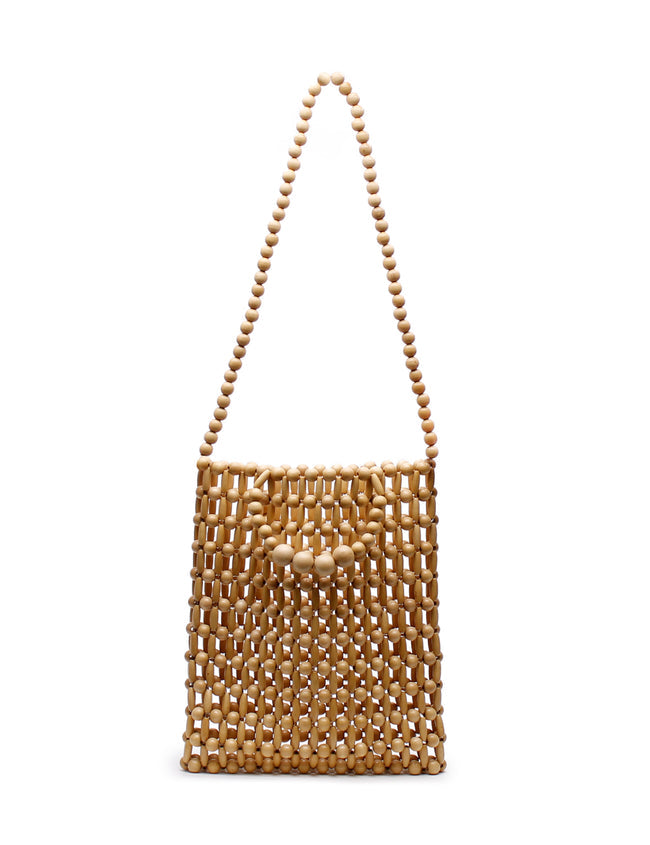 Gia Beaded Tote Natural