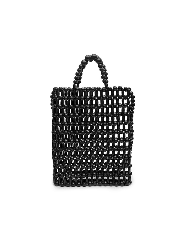 Gia Beaded Tote Black