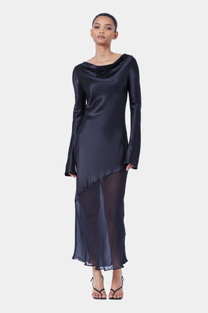 ASYM SPLICE LS DRESS