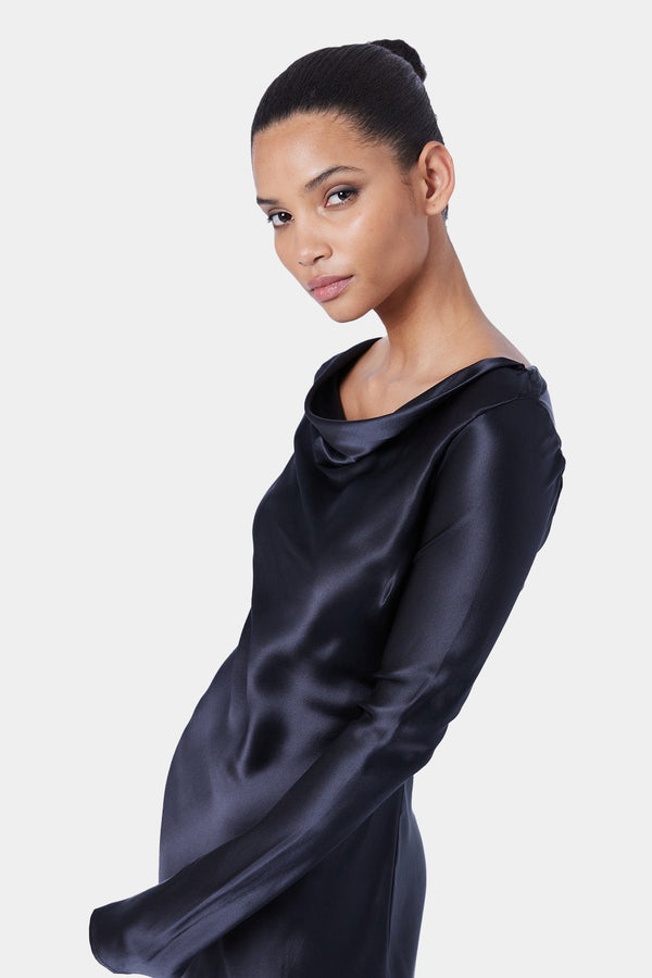 ASYM SPLICE LS DRESS