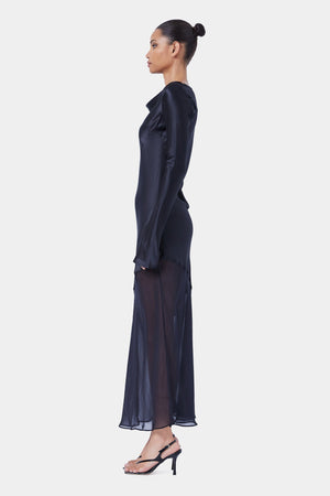 ASYM SPLICE LS DRESS