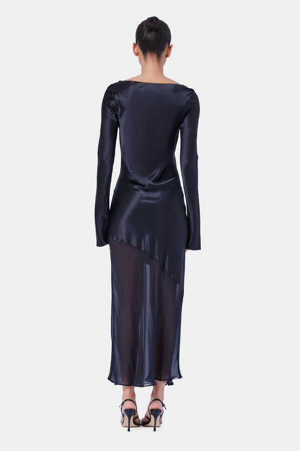 ASYM SPLICE LS DRESS