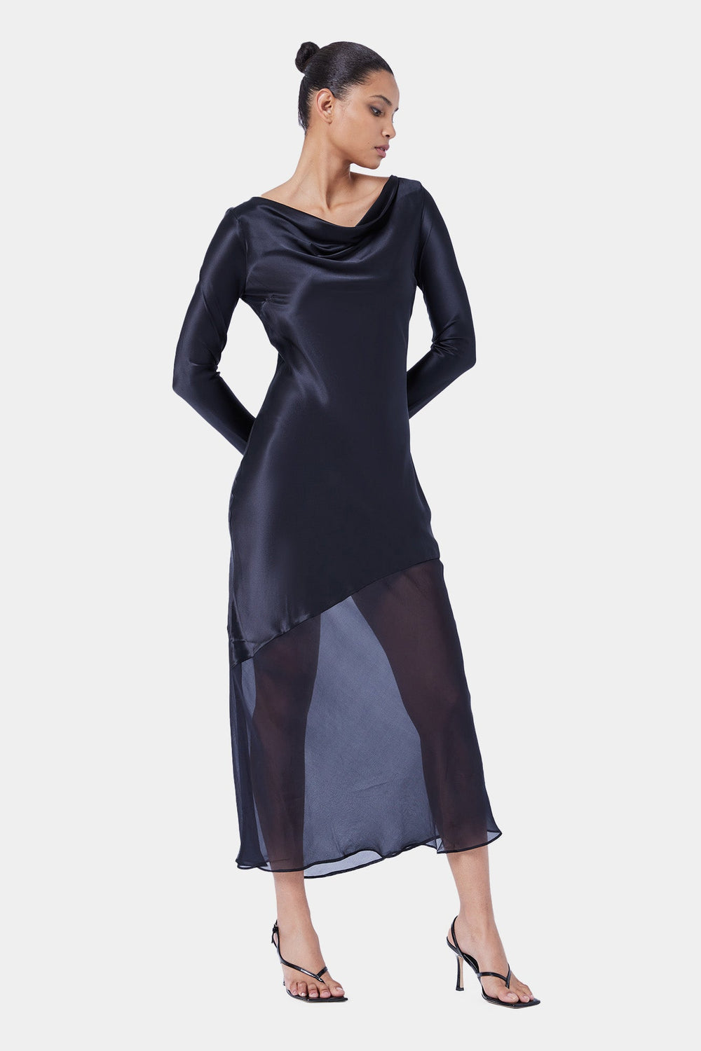 ASYM SPLICE LS DRESS