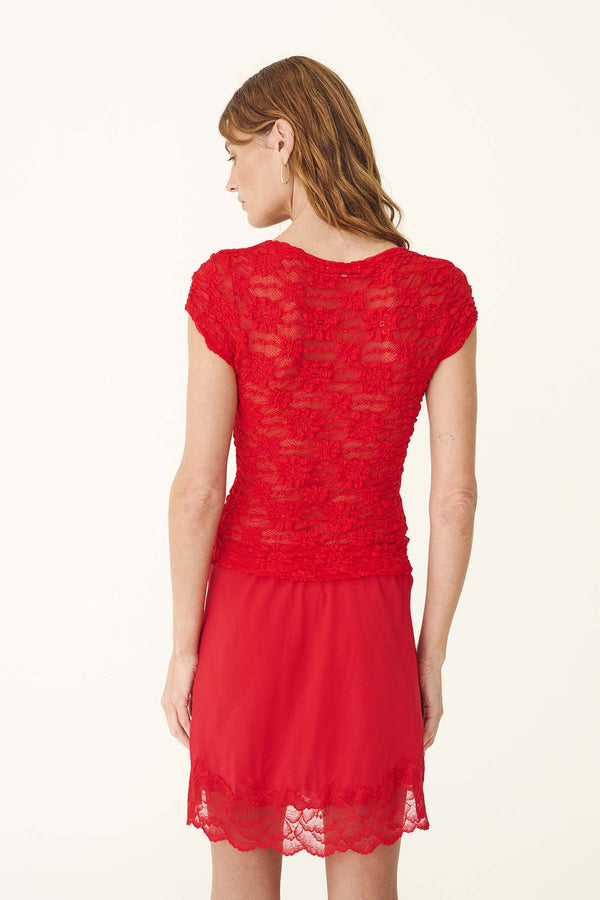Galo Sunflower Lace Tee - Flame Red
